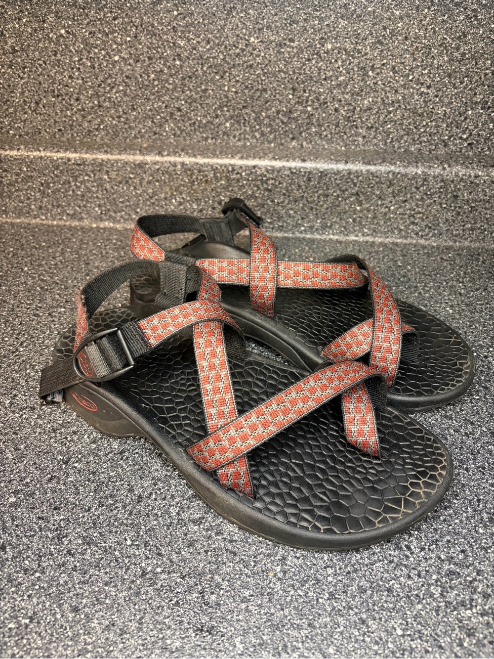 Chaco Red and Black Webbing Sport Sandals